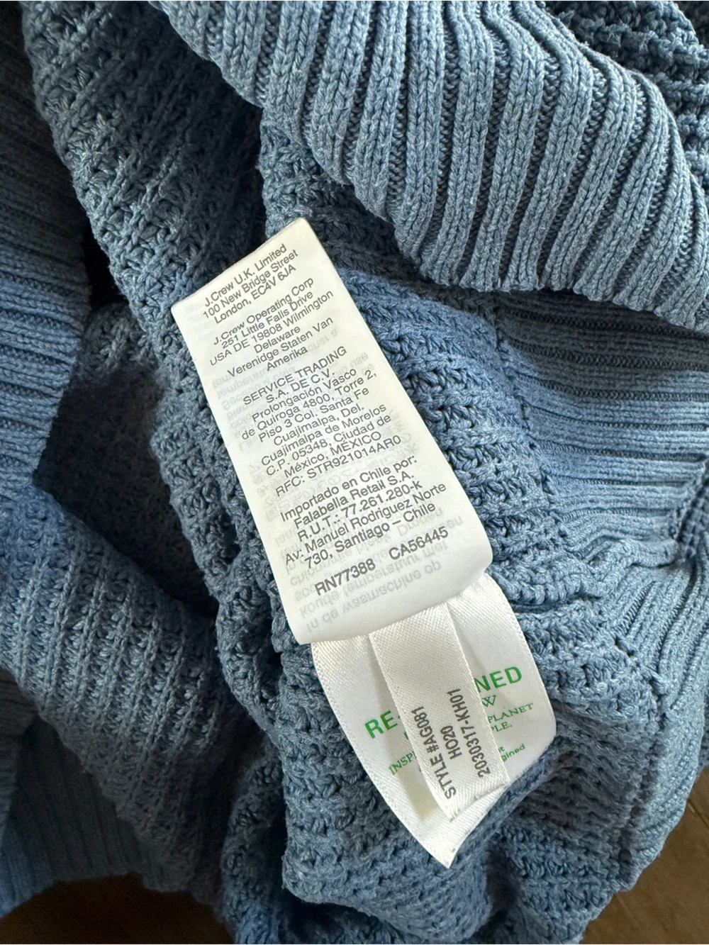 J. Crew Men’s Large Sophisticated Light Blue Waffle-Knit Quarter Zip Sweater